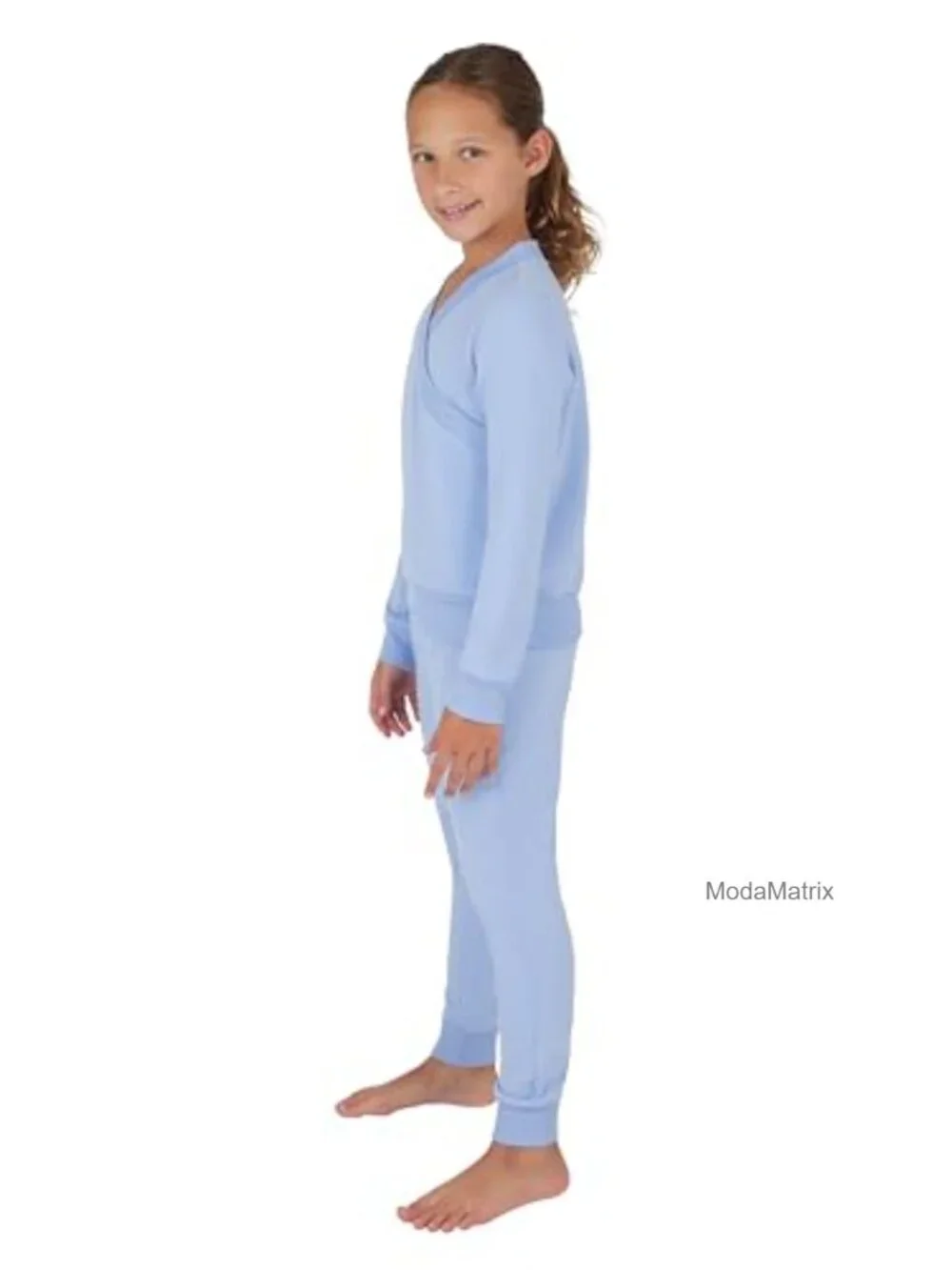 Girls 2 Piece Brushed Crossover Long Sleeve Top & Jogger Workout Set